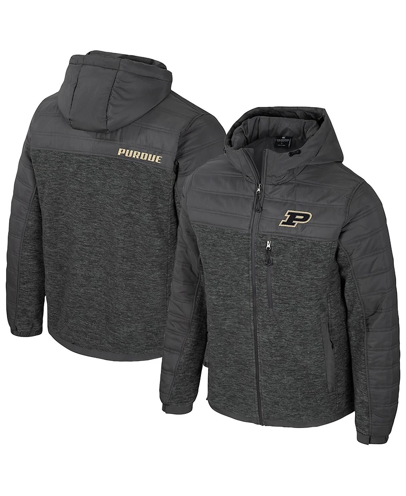 Colosseum Men's Charcoal Purdue Boilermakers Nightman Full-Zip Hoodie Puffer Jacket