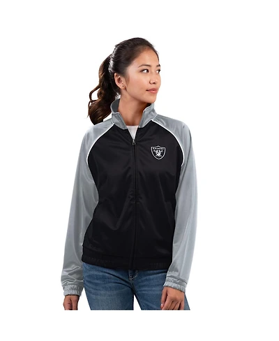 G-iii 4Her by Carl Banks Women's Black Las Vegas Raiders Replay Full-Zip Track Jacket