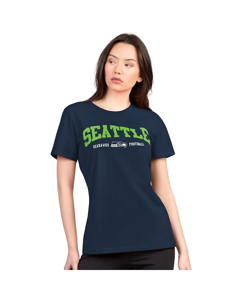 G-iii 4Her by Carl Banks Women's Navy Seattle Seahawks Super-Slim Lightweight Winning Crew T-Shirt