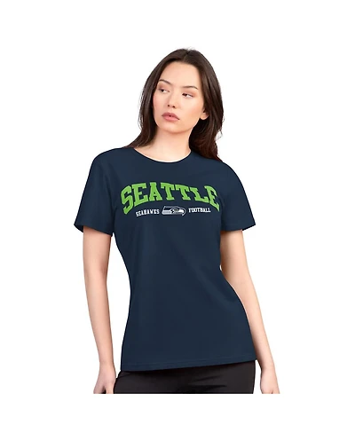 G-iii 4Her by Carl Banks Women's Navy Seattle Seahawks Super-Slim Lightweight Winning Crew T-Shirt
