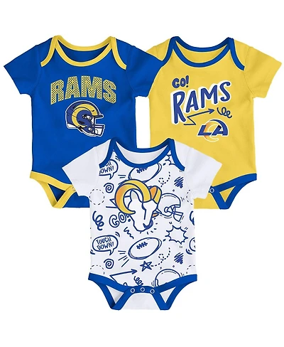 Outerstuff Baby Boys and Girls 3-Piece Los Angeles Rams All Day Play Bodysuit Set