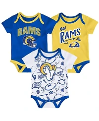 Outerstuff Baby Boys and Girls 3-Piece Los Angeles Rams All Day Play Bodysuit Set