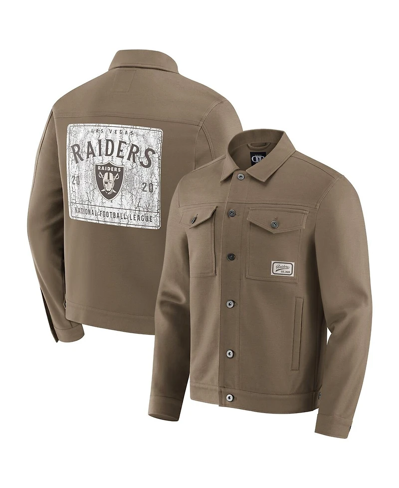 Fanatics Men'sTan Las Vegas Raiders Trucker Full-Button Jacket