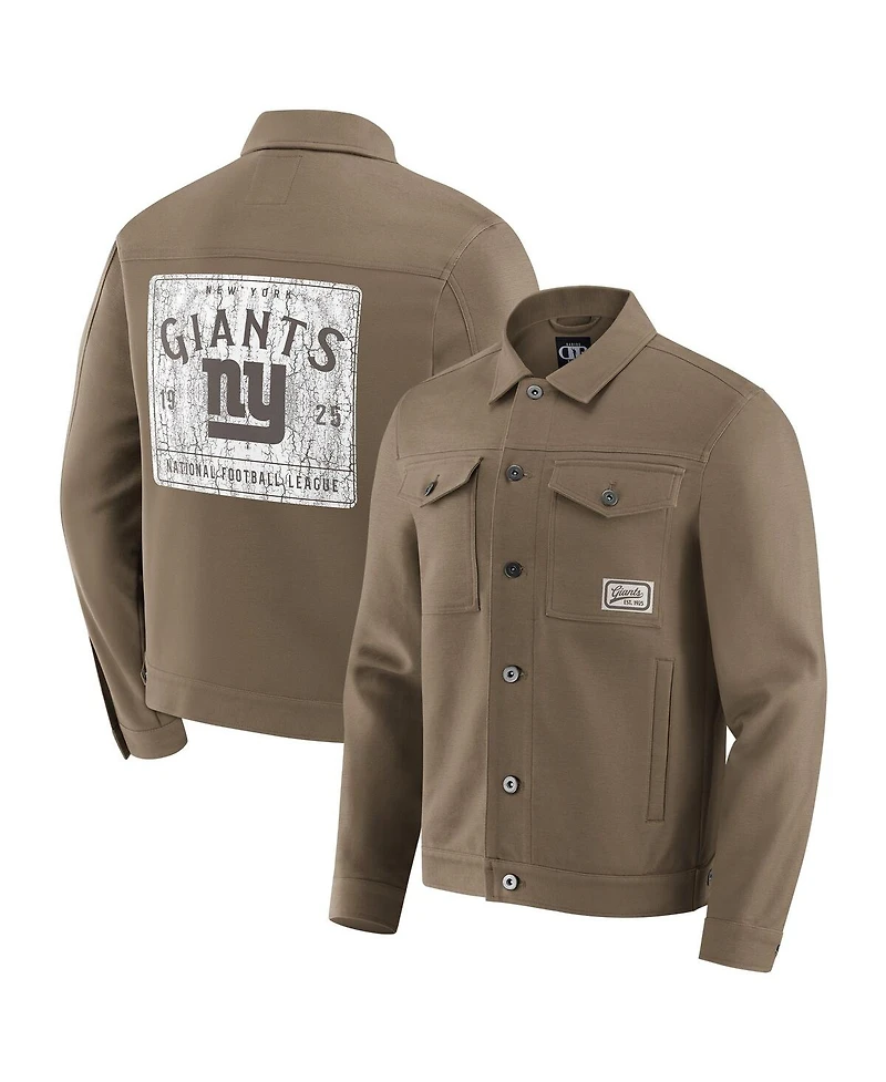 Fanatics Men'sTan New York Giants Trucker Full-Button Jacket