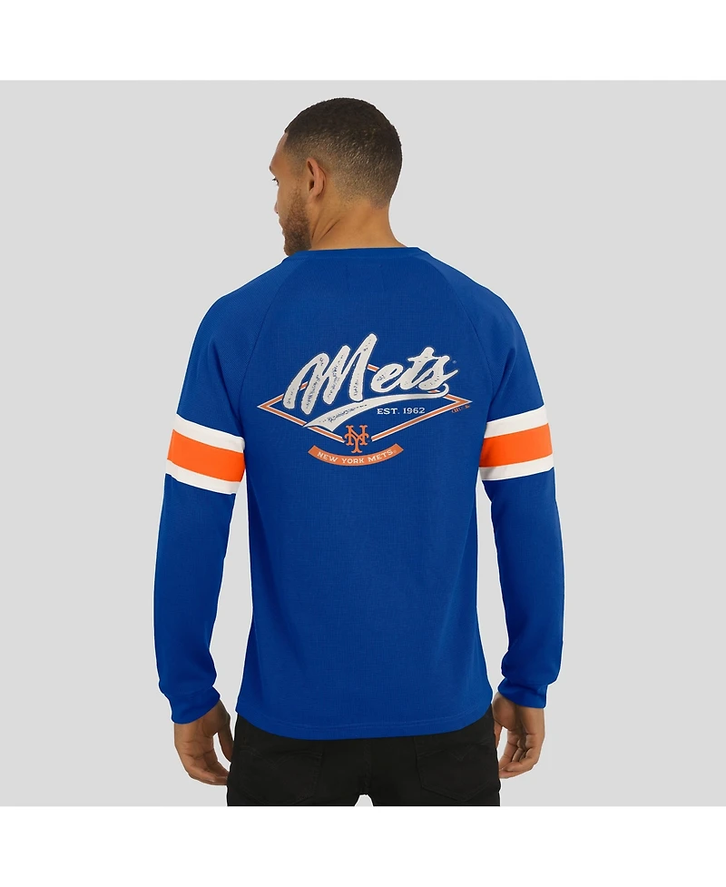Fanatics Men's Darius Rucker Collection by Royal New York Mets Waffle-Knit Raglan Long Sleeve Henley T-Shirt