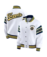 Wear by Erin Andrews Women's White Denver Nuggets Snap Front Fleece Sweatshirt