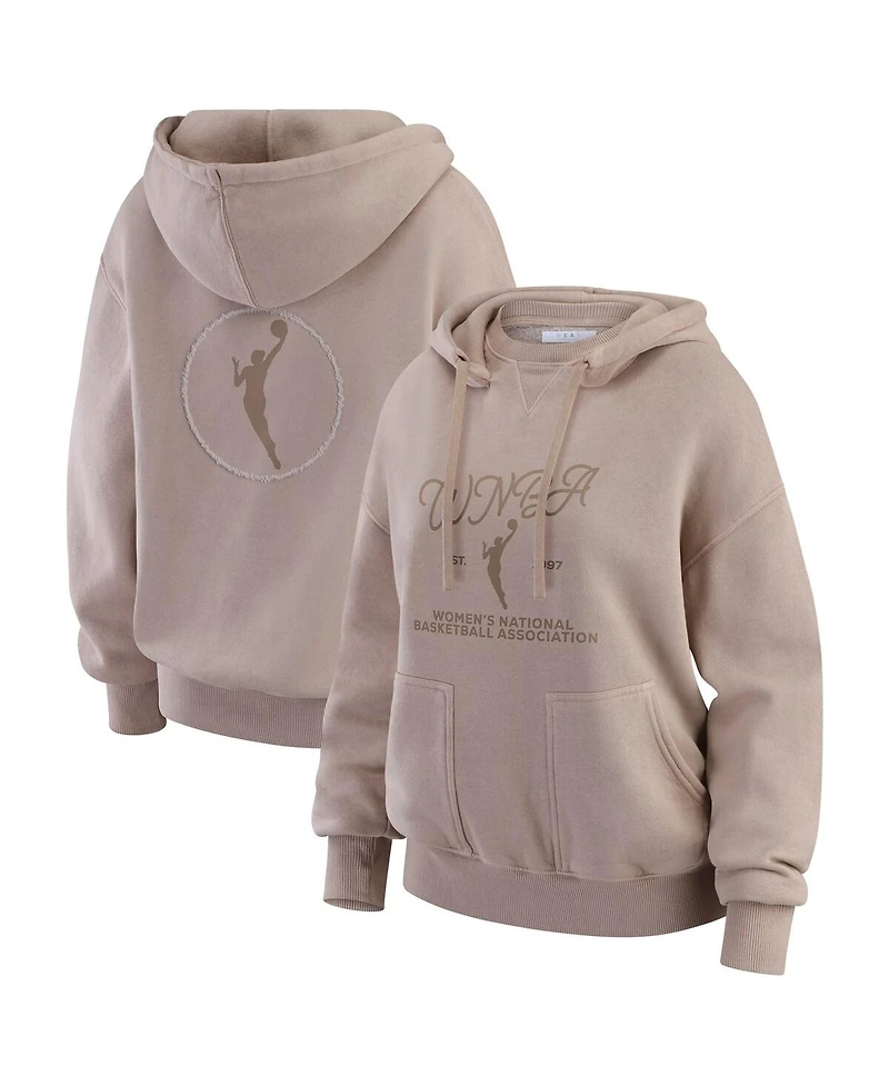 Wear by Erin Andrews Women'sTan Wnba Washed Pullover Crewdie