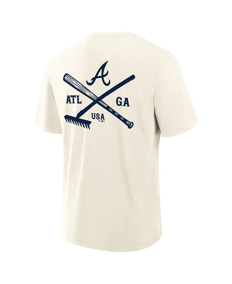 Fanatics Men's Cream Atlanta Braves Nostalgia Stadium Slub T-Shirt