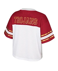 Colosseum Women's White Usc Trojans Treasure Cropped Football Jersey