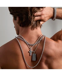 Lucky Brand Stainless Steel Cross Necklace for Men 24", Two-Tone Pendant Necklace, Cross Jewelry