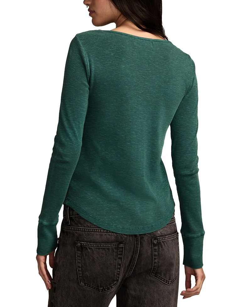 Lucky Brand Women's Lace-Yoke Henley Top