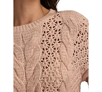 Lucky Brand Women's Pointelle Cable Crew Neck T-Shirt