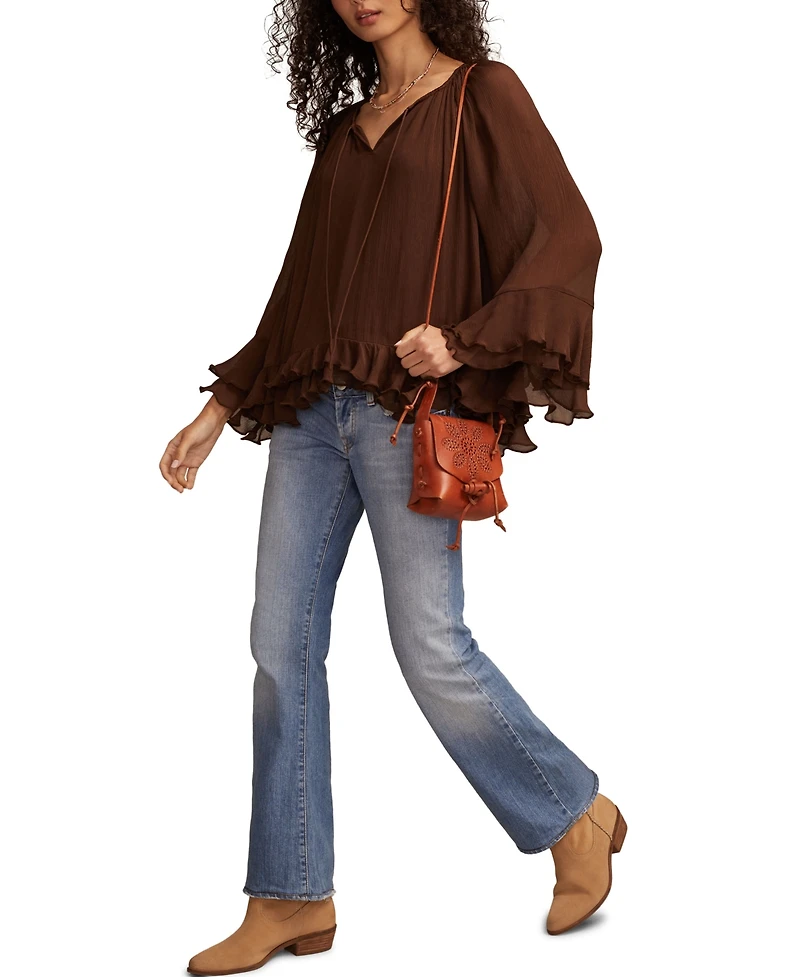 Lucky Brand Women's Ruffle Chiffon Top