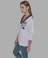 Karl Lagerfeld Paris Women's Patch Detail Sweater