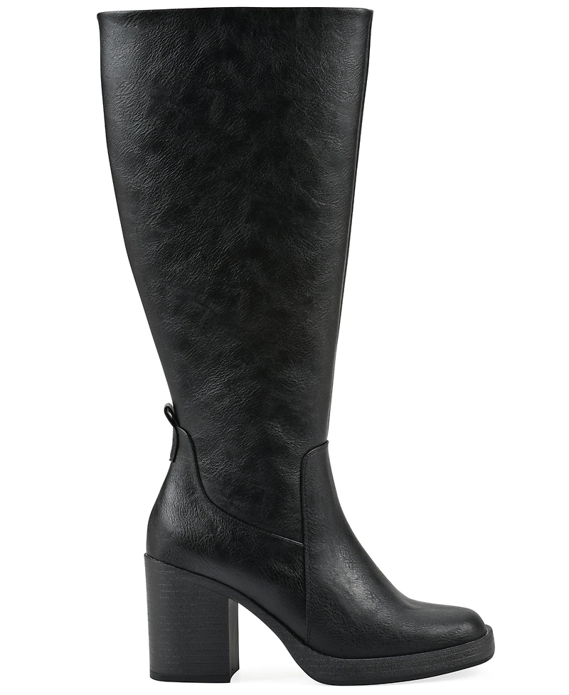 White Mountain Women's Mackle Tall Shaft Wide Calf Block Heel Boots