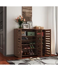 Lovmor Louvered Door Shoe Cabinet with Adjustable Shelves