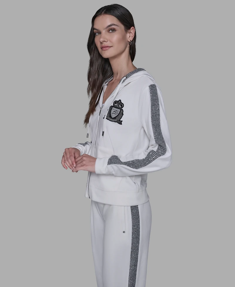 Karl Lagerfeld Paris Women's Zip-Up Hooded Jacket