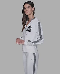 Karl Lagerfeld Paris Women's Zip-Up Hooded Jacket