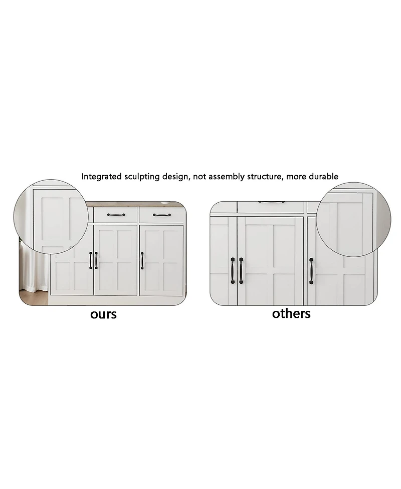 Lovmor Farmhouse Sideboard Buffet with 3 Drawers and 3 Doors