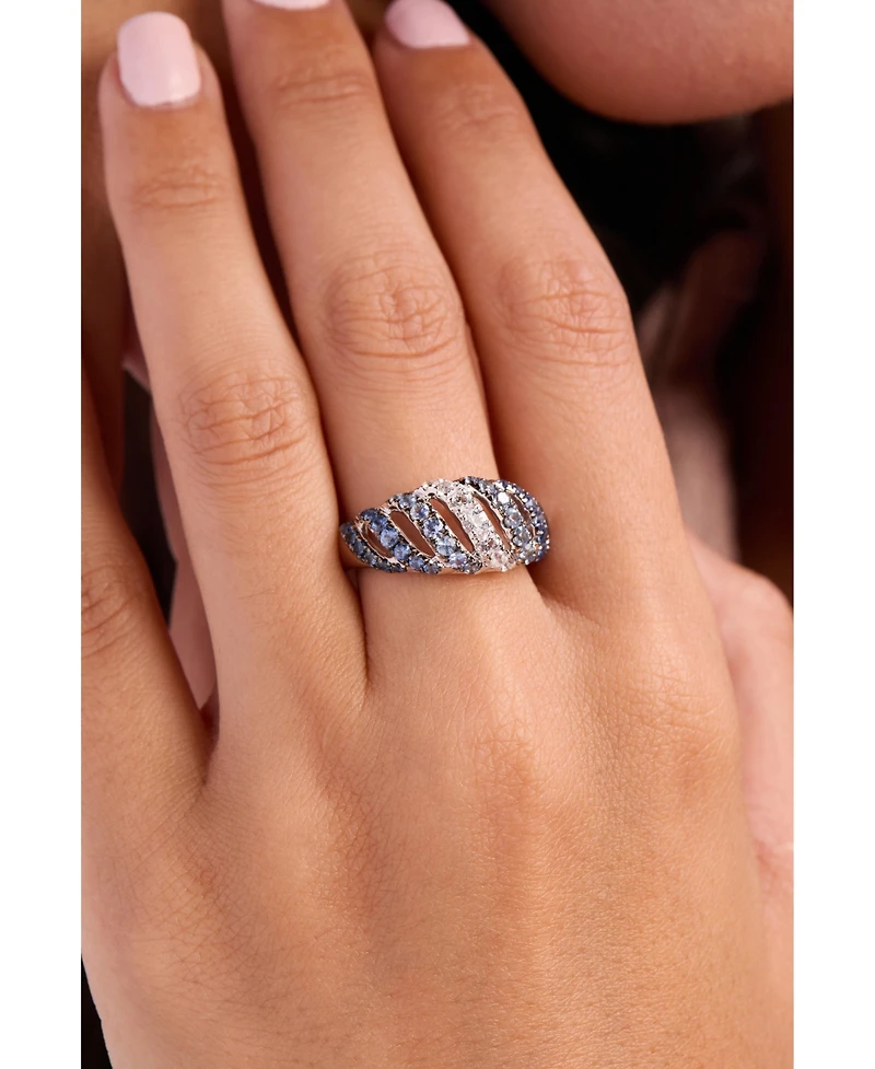 Le Vian Blue Ombre Sapphire (1 ct. t.w.) & White Sapphire (1/3 ct. t.w.) Diagonal Ring in 14k White Gold