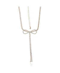 BCBGeneration Crystal Double Strand Bow Lariat Necklace