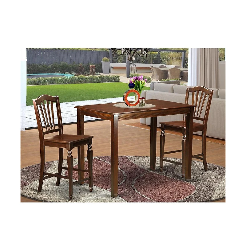 East West Furniture 3 Pc counter height Dining room set - counter height Table and 2 bar stools