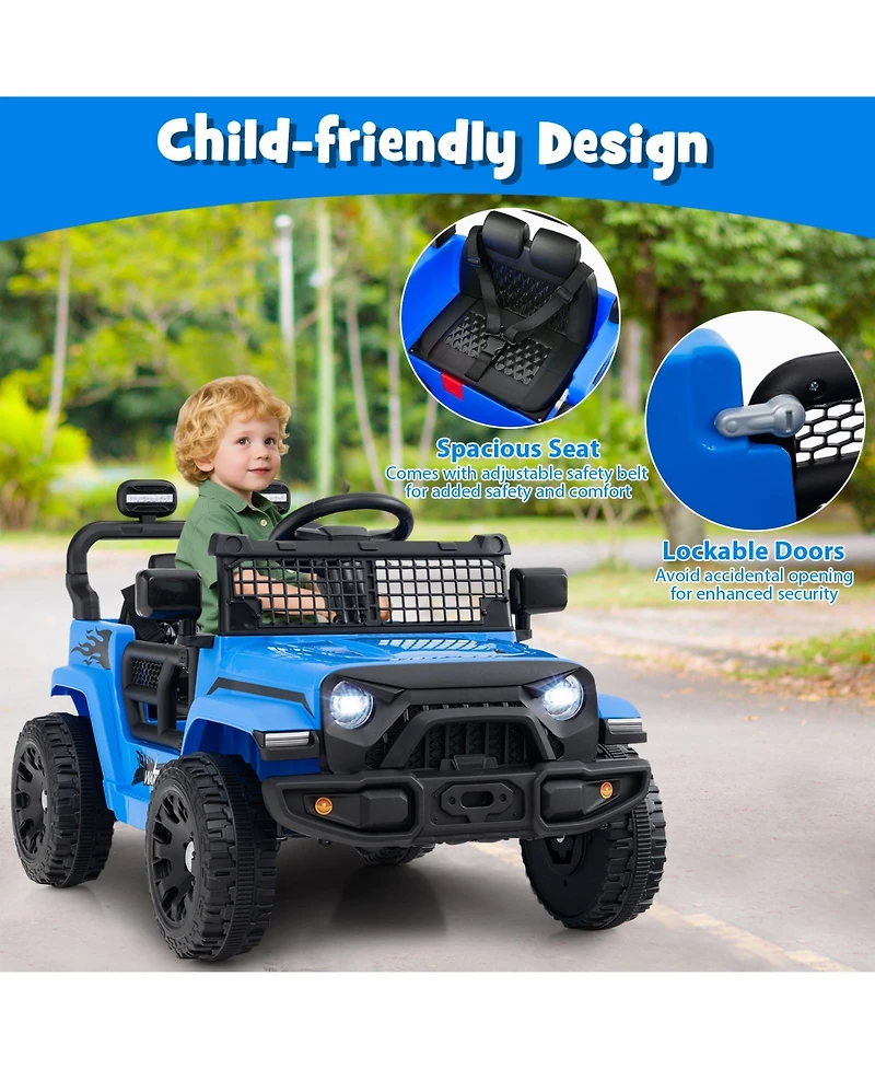 Gymax Kids Ride on Car Truck 12V Battery Powered Electric Vehicle w/ Foldable Mirrors
