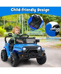 Gymax Kids Ride on Car Truck 12V Battery Powered Electric Vehicle w/ Foldable Mirrors
