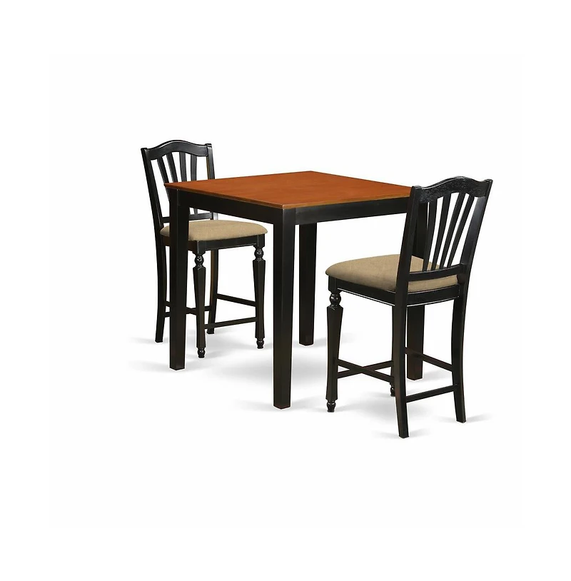East West Furniture 3 Pc pub Table set - high top Table and 2 Kitchen Chairs