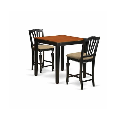 East West Furniture 3 Pc pub Table set - high top Table and 2 Kitchen Chairs