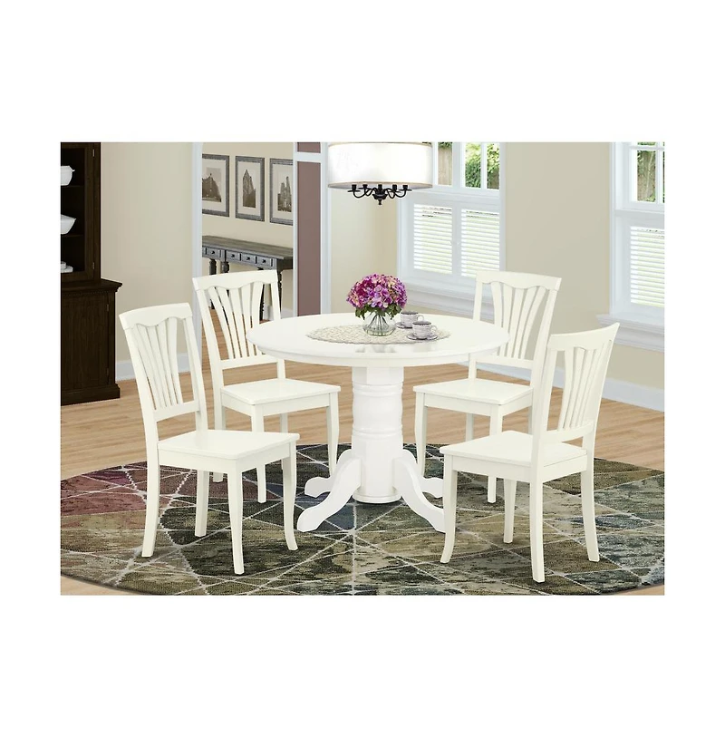 East West Furniture Dining Room Set Linen White