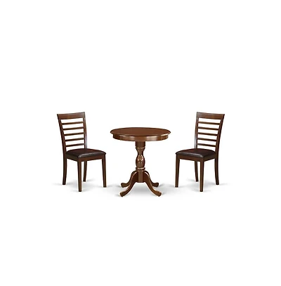 East West Furniture 3-Pc Kitchen Dining Set - 2 Dining Room Chairs and 1 Modern Dining Table (Mahogany Finish)