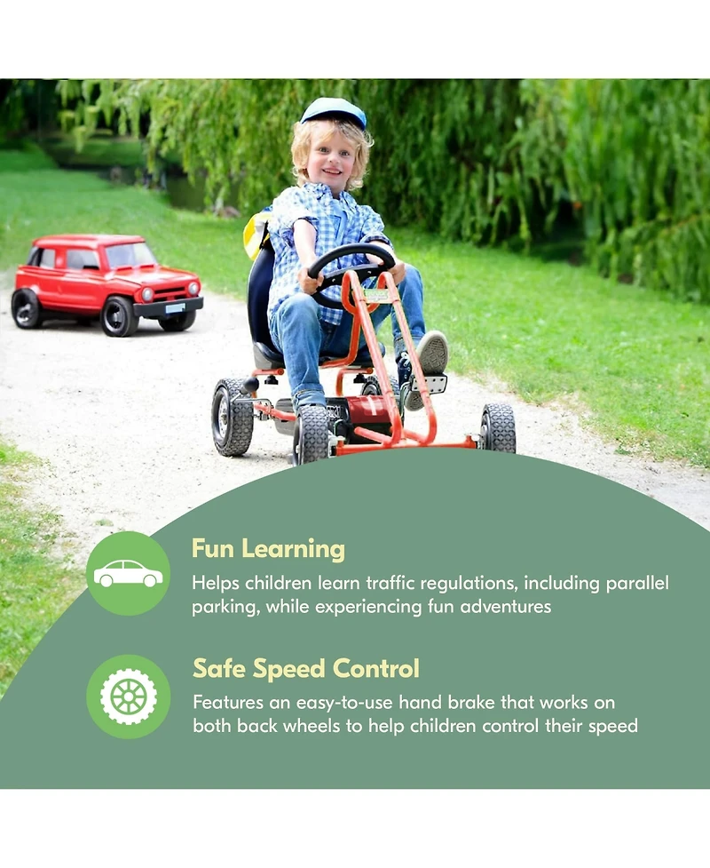 hauck Lightning Ergonomic Pedal Ride On Go Kart Toy for Boys and Girls, Red