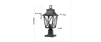 Outdoor Post Light, Black Pole Lantern Lighting Fixture with Pier Mount Base Hard Wired, Outdoor Column Lights Exterior Lamp Post Lantern with Glass f