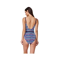 Profile by Gottex Womens Retro Riviera Scoop Neck Netted Crochet One Piece