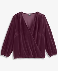 I.n.c. International Concepts Plus Velvet V-Neck Top, Macy's Exclusive