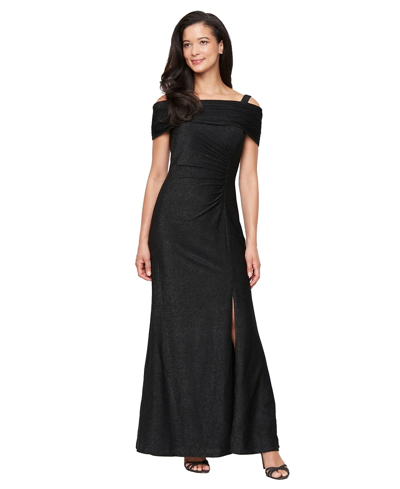 Sl Fashions Women's Off-The-Shoulder Long Knit Dress