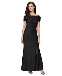 Sl Fashions Women's Off-The-Shoulder Long Knit Dress