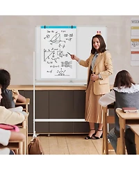 48"x36" Mobile Magnetic Double-Sided Reversible Whiteboard Height Adjust
