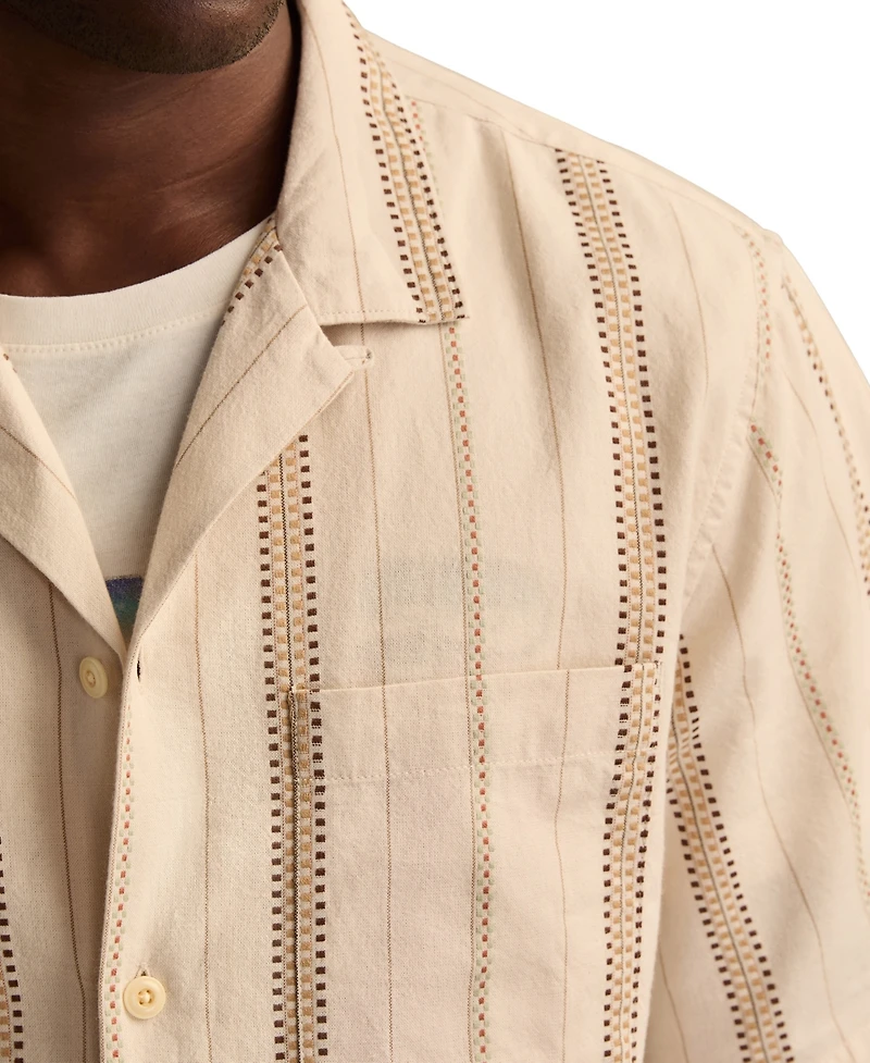 Lucky Brand Men's Textured Stripe Short Sleeve Shirt