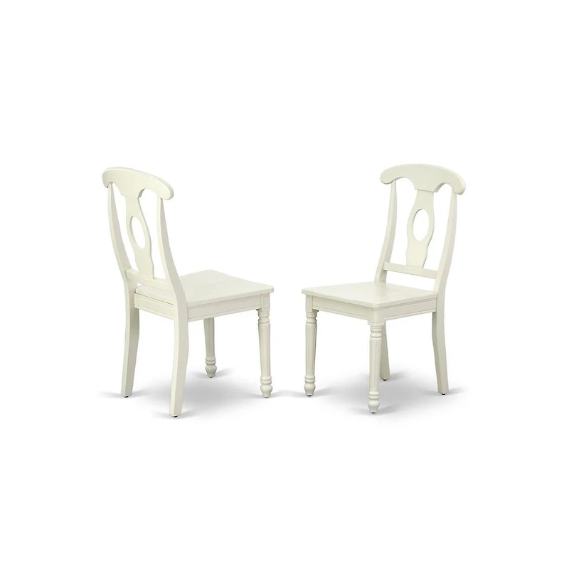 East West Furniture 5 Piece Dining Set Consists of 1 Drop Leaves Dining Room Table and 4 Linen White Dining Room Chairs with Napoleon Back