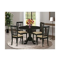 East West Furniture 5 Pc Dining room set for 4-Dining Table and 4 Dining Chairs