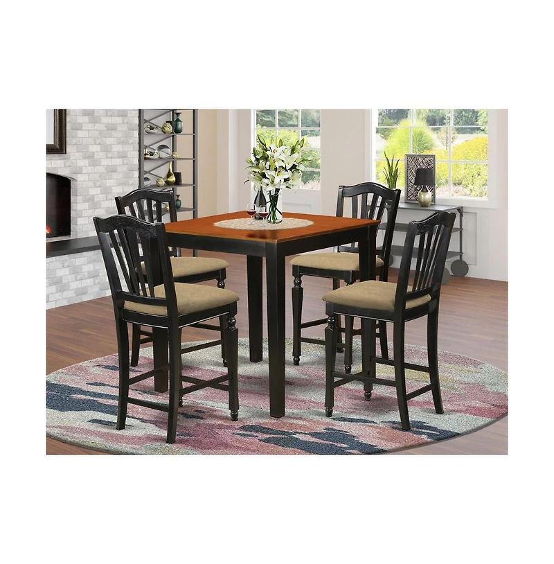 East West Furniture 5 Pc counter height set-pub Table and 4 Kitchen Chairs.