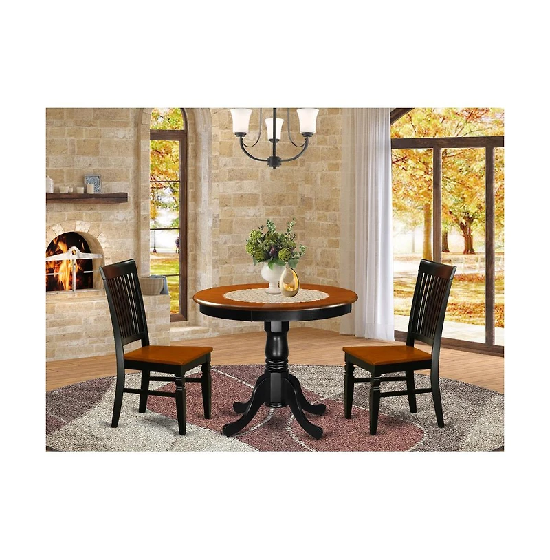East West Furniture Dining Room Set Black & Cherry