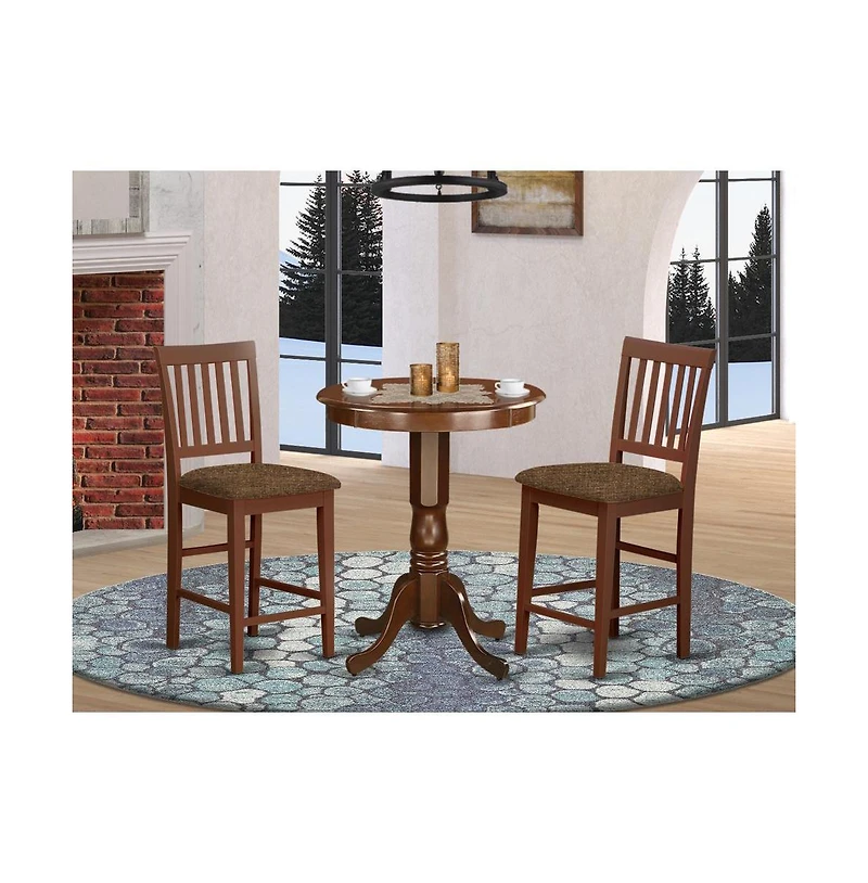 East West Furniture 3 Pc pub Table set-pub Table and 2 Dining Chairs
