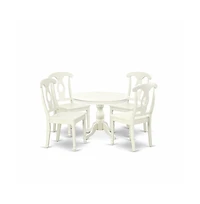 East West Furniture 5 Piece Kitchen Set - Linen White Kitchen Table and 4 Linen White Dining Room Chairs with Napoleon Back - Linen White Finish
