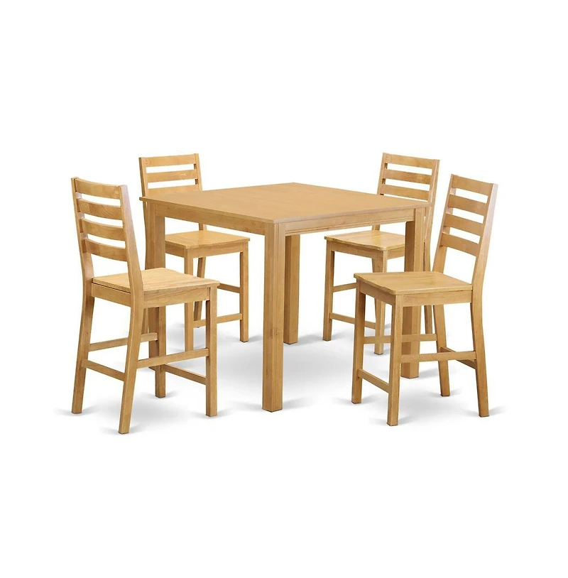East West Furniture 5 Pc Counter height Table set-Counter height Square Table and 4 Stools
