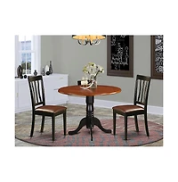 East West Furniture Dining set - 3 Pcs with 2 Wood Chairs