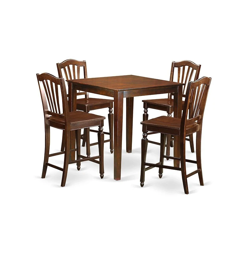 East West Furniture 5 Pc pub Table set - Kitchen dinette Table and 4 Kitchen bar stool.