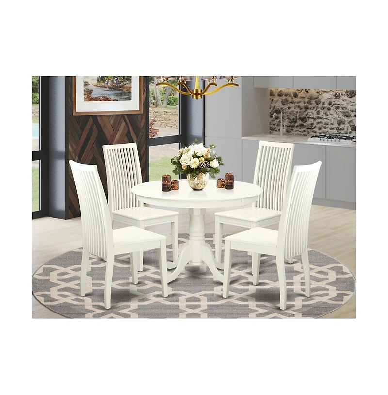 East West Furniture Dining Room Set Linen White